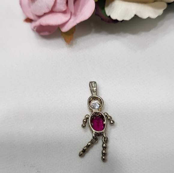 925 Sterling Silver Ruby Red Stone Charm. - Picture 2 of 4